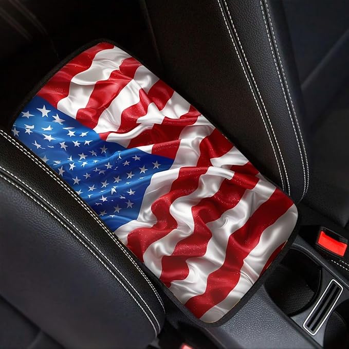 American Pattern Universal Center Console Armrest Soft Pad Protector Cover Non Slip Fits for Most Vehicle,SUV,Truck Car Christmas Decoration