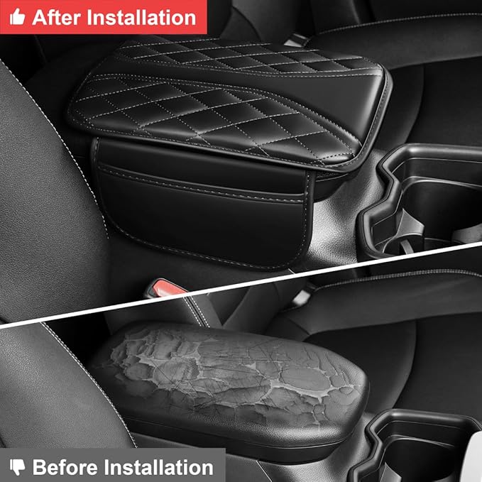 Center Console Cover Fit for 4Runner Scratch & Wear Resistant Waterproof Middle Console Cover with 2 Storage Bags(Black)