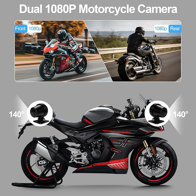Artman Motorcycle Dash cam Front and Rear, 7'' IPS Touch Screen, Portable Motorcycle Carplay for Apple Carplay and Android Auto GPS Navigation System, TPMS Compatible, IP67 Waterproof & 64G SD Card