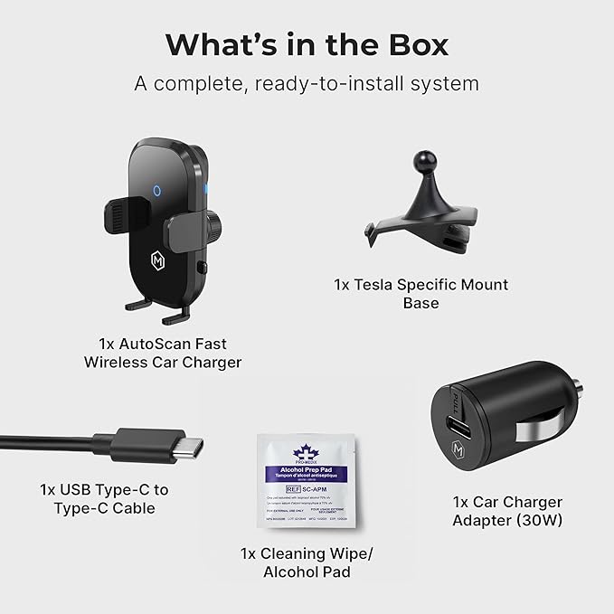 Wireless Car Charger Mount - Auto Scan & Auto Grip Car Phone Mount - Compatible with iPhone 14/15/16/17/Galaxy, Smartphones - Fast Charger Car Mount Accessories for Tesla’s Dash/Center