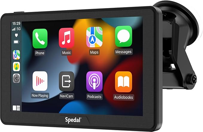 Portable Car Stereo with Wireless CarPlay and Android Auto, Spedal CL786 CarPlay Screen for Car, Portrait & Landscape 7" IPS Touchscreen, Mirror Link/Bluetooth/Navigation/Voice Control