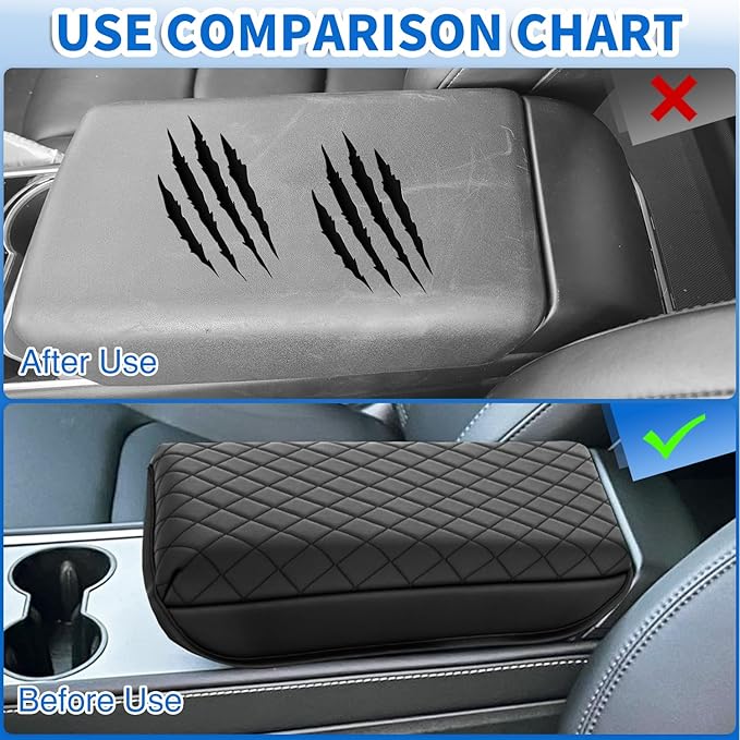 Nilight Center Console Cover Compatible with Tesla Model 3 Tesla Model Y Armrest Cover for Car Vegan Leather Middle Console Cover Car Center Console Cushion Pad (Not Fit for 2024 Tesla Model 3) -Black