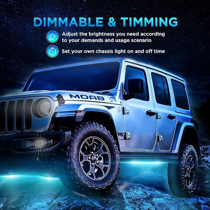 Rock Lights for Trucks 10 Pods RGB LED Rock Lights with Bluetooth APP/Remote Control Music Mode Extension Cords Underglow Lights IP68 Waterproof Neon Light Kits for Car Jeep Offroad Pickup