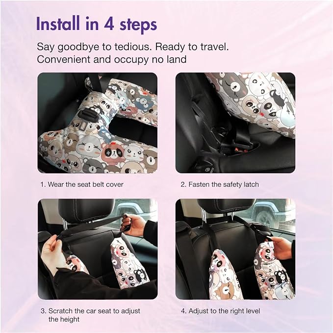 Car Pillow for Kids, Kids & Adults Car Neck Head Support Cushion Set,Travel car seat Safety Pillow,h Shape car Sleeping Pillow Kids,Pillow case can be Disassembled and Washed (A)