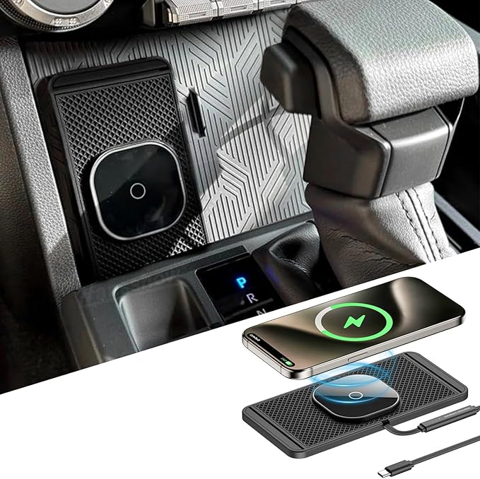 Magnetic Wireless Charger for Toyota Tacoma 2024 2025 2026 for Toyota 4Runner 2025 2026 15W Fast Wireless Car Phone Charger Pad Non-Slip Phone Holders for iPhone 17/16/15/14/13/12