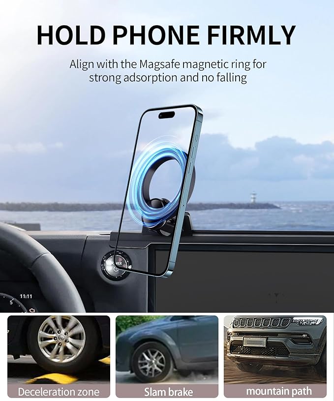 Car Phone Holder for 2024 2025 2026 Lexus GX Accessories 14-Inch Screen Fixed Clip, 360° Rotation Phone Mount Compatible with MagSafe,Cell Phone Holder Does Not Affect Air Vent
