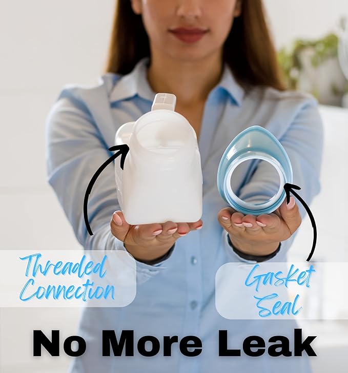 Female Urinal Spill Proof 32 oz (1 Pack) - Urinal for Women - Pee Funnel - Women Bed Pan - Portable Urinals for Women - Sturdy Female Urination Device for Car Travel, Road Trip Essentials
