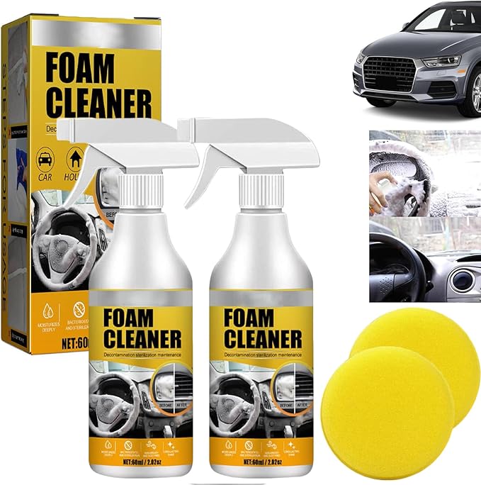 Foam Cleaner for Car, Foam Cleaner All Purpose, Foam Cleaner for Car Interior, Multi-Purpose Car Upholstery Cleaner for Car Seats Leather (2PC)