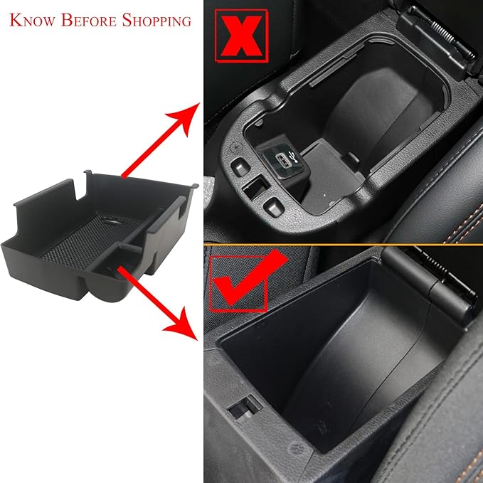 YOCTM Center Console Tray Armrest Secondary Glove Storage Box Compatible with Jeep Compass 2022 2023 2024 2025 Black Interior Accessories Center Console Organizer (Armrest Box)