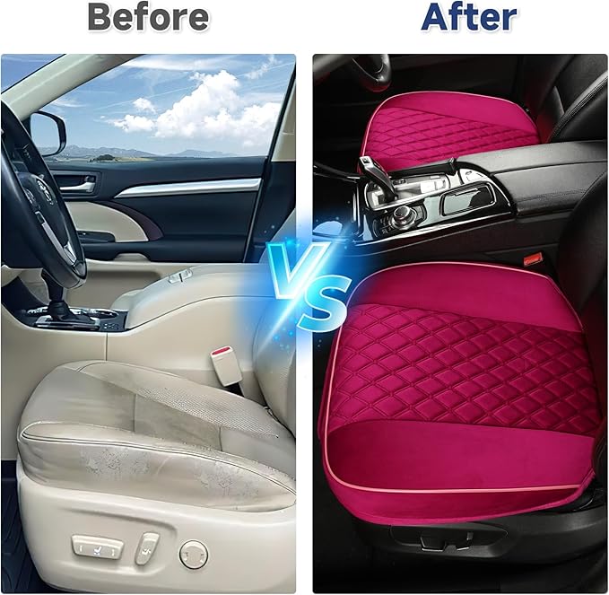 West Llama Front Car Seat Cover Protector, Comfortable Velvet Bottom Seat Cover Fits 95% of Vehicles,Cars,SUVs,Sedans,21.26 × 20.86 Inch(2PC-Pink)