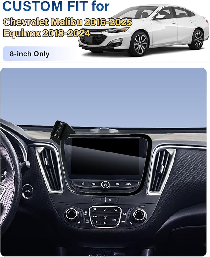 Car Phone Holder for Chevrolet Chevy Malibu 2016-2022 2023 2024 2025/Equinox 2018-2023 2024 Accessories 8-inch Screen Fixed Clip, Automobile Cradles Phone Mount, Cell Phone Base Not Block Air Vent