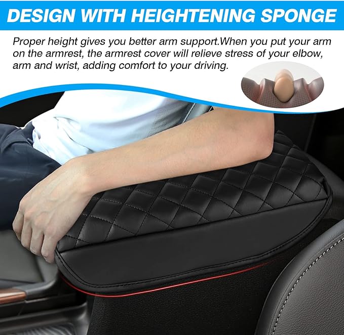 FIILINES Center Console Cover for Honda CR-V 2017-2022, Armrest Cover Pad Cushion Protector CRV Accessories Armrest Cover Middle Console Box Lid Cover Protector Anti-Scratch Black