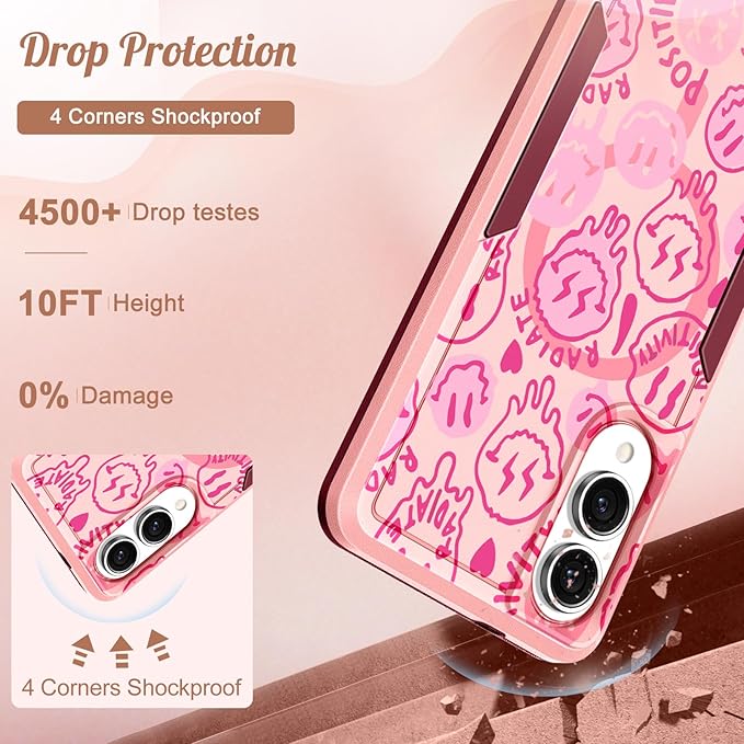 for Samsung Galaxy S25 Edge Case - Compatible with MagSafe Women Girls Cute Magnetic Protective Phone Cover Girly Unique Fashion Heavy Duty Shockproof Design for Samsung S25 Edge Case