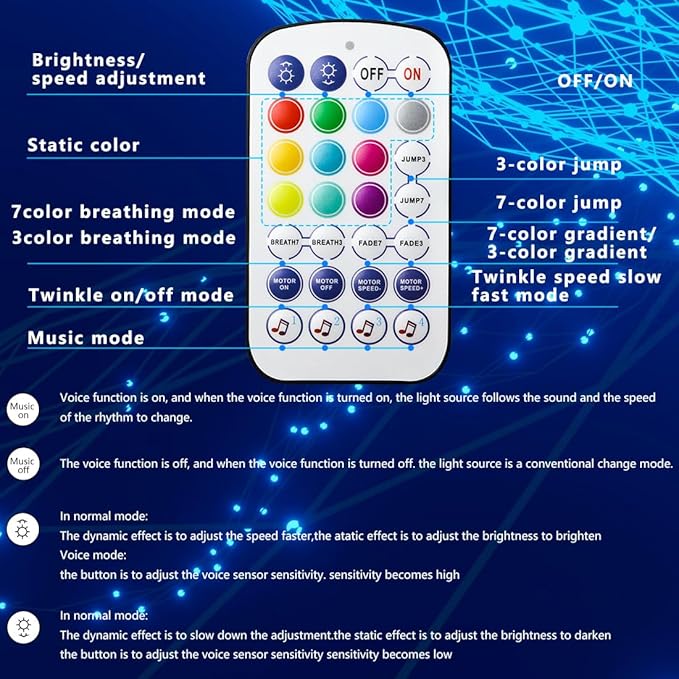 AZIMOM Mini 6W 300pcs Twinkle Fiber Optic Starlight Headliner Kit for Car Home 0.03in 9.8ft End Glow Fiber Strands Sound-Activated APP& Remote Control Starlight Engine