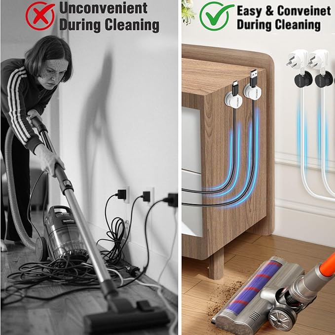 6 Desktop Cord Organizer Magnetic Spring Cable Clips Rotatable Cord Holder 2 Charging Cord Protecors for Nightstand Phone Charger Organizer Computer Desk Cable Management Appliance Adhesive Wire Strap