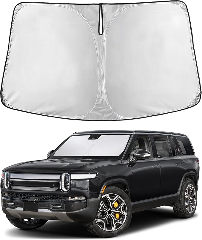 EcoNour Windshield Sunshade Compatible for Rivian R1S / R1T 2022-2024 2025 2026, Sun Visor for Front Windshield & Window Sun Shade Cover, UV Heat Blocker & Protector, Car Accessories