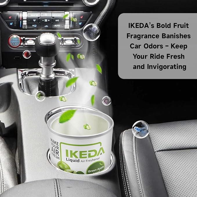 Car Air Freshener: Green Apple Scent Liquid Cans | Odor Elimination | Smoke Smell Remover | Strong Long-Lasting Fragrance | For Auto Home | 4.23 oz | 1 pack