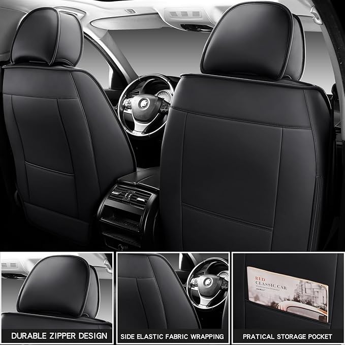 Seat Covers, Car Seat Covers Front Seats, Car Seat Cover, Car Seat Protector Waterproof, Car Seat Cushion Nappa Leather, Black Seat Covers Carseat Cover Universal Fit for Most Cars