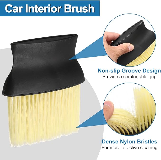 HARFINGTON Auto Interior Dust Brush Car Cleaning Brush Duster Soft Bristles Car Detailing Brushes for Auto Dashboard Air Conditioner Vents Leather, Yellow