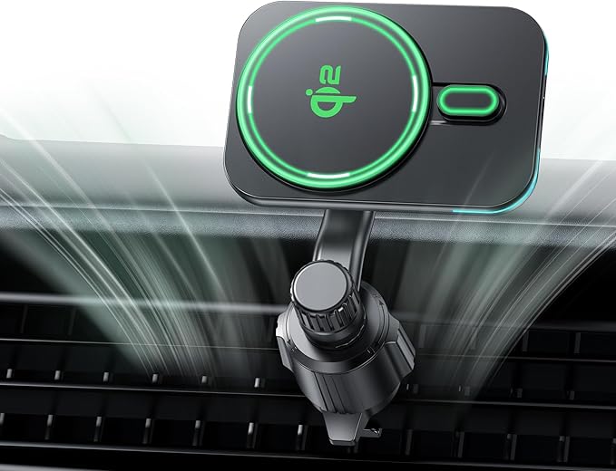 Mukiya for MagSafe Car Charger Mount, Qi2-Certified 15W Magnetic Wireless Car Charger Air Vent，Car Phone Holder Mount for iPhone 17/16/1514/13/12 Series, Pixel 10 Series, Galaxy S25 Series