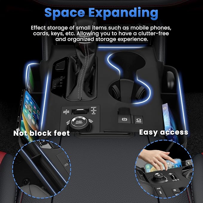 Autorder Silicone Center Console Organizer for 2020-2022 Toyota Highlander Accessories Seat Gap Storage Box Soft Gear Shift Panel Trim Cover