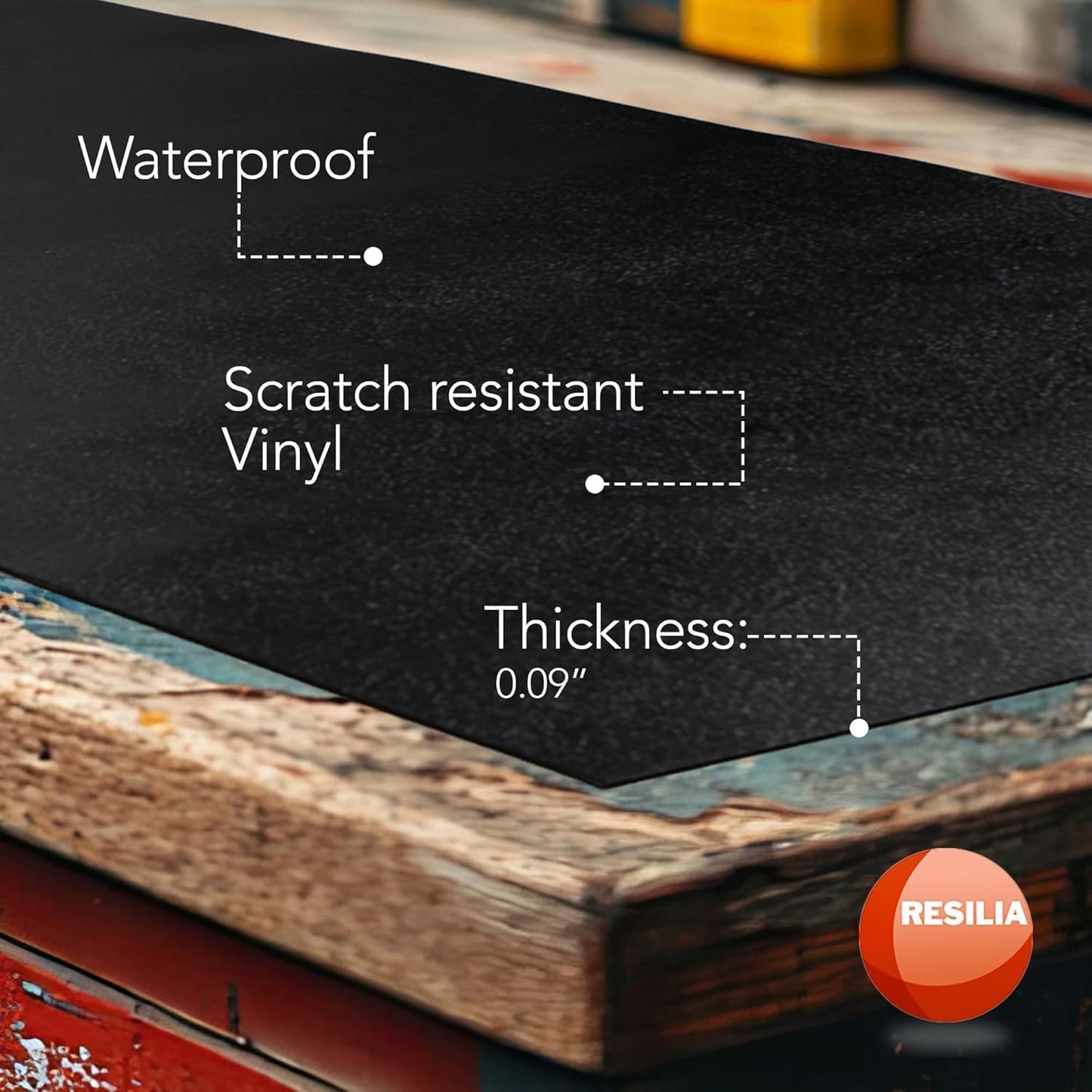 RESILIA Work Bench Mat - 15” X 36”, Scratch-Resistant PVC Mats - Protect Your Workbench, Table, or Tool Station from Painting, Woodworking, Crafting, Building, & More, Black, Made in The USA