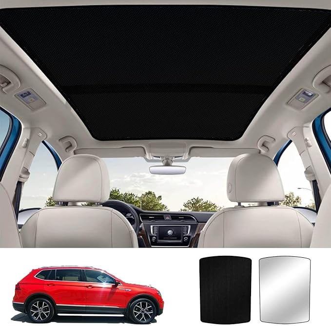 Car Sunroof Compatible with Tiguan 2016-2010 5-Door SUV, Foldable Glass Roof Sunshade with Storage Bag, Sunshade Roof Heat Insulation Sun Protection Roof Sunshade Interior