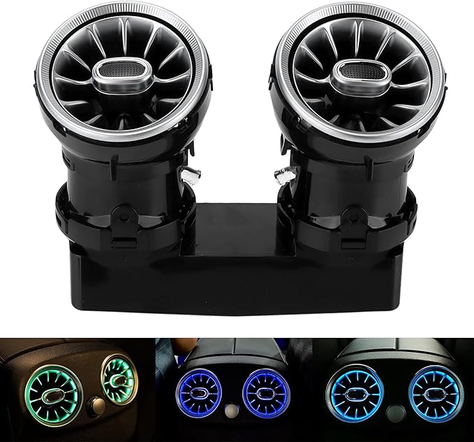 3 Color Rear LED Vent Ambient Light Kit for C GLC Class W205 X253 2015‑2018 ABS PC Replacement Rear Outlet with Matte Finish