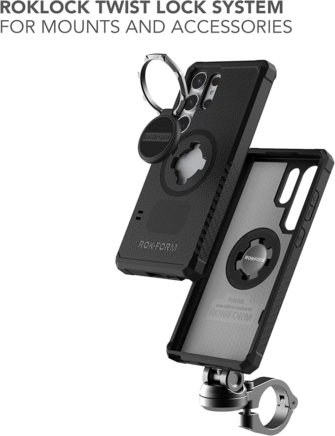 Rokform - Galaxy S23 Ultra Case, Rugged Series, Samsung Protective Cover with RokLock Twist Lock, Drop Tested Military Grade Armor (Black)