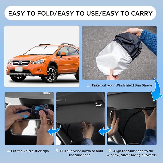 Sun Shade Sunshade for Subaru CrossTrek 2021-2024 2025 Windshield Cover, 4-Layers Sun Shield 250T Silver Coating Sun Visor Crosstrek, 2.0i Premium Limited Wagon Car Accessories