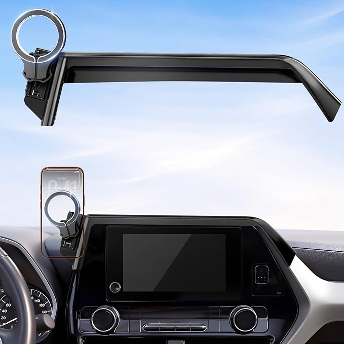 pop-tech Magnetic Car Mount for Toyota Highlander 2020 2021 2022 2023 2024 2025 2026: for MagSafe Strong Magnets Cell Phone Holder Fit 8-Inch Touch Screen Cradles for iPhone Accessories