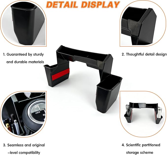 Zihvfzu Center Console Gear Shift Organizer Tray for Jeep Wrangler JL JLU 4xe 2018 2019 2020 2021 2022 2023 2024 2025 2026 & Gladiator JT 2020 2021 2022 2023 2024 2025 2026, Shifter Side Storage Box