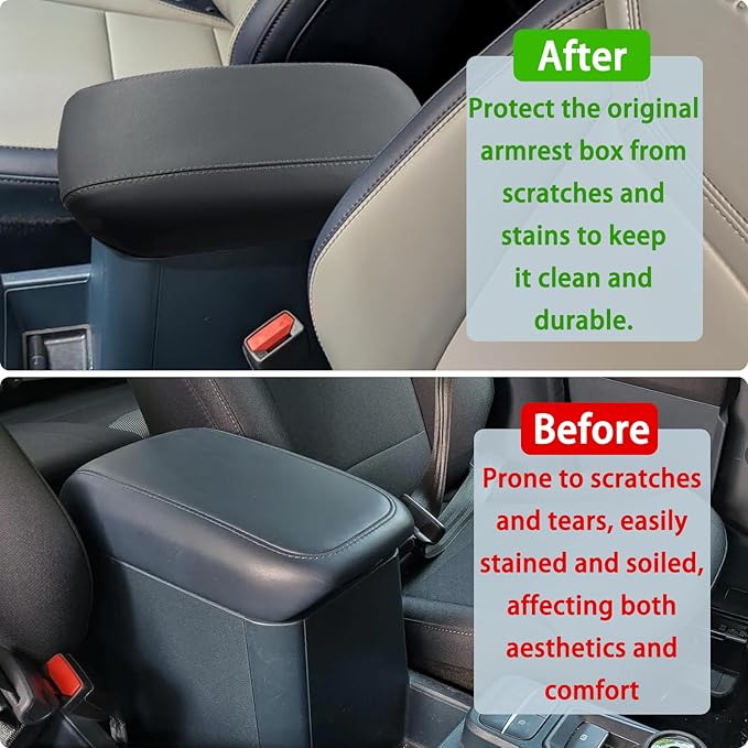 Center Console Armrest Cover Fit for Ford Maverick Accessories 2022-2025 2026 Armrest Case Arm Rest Storage Box Pad Console lid Protector Leather Seat Box Cushion (Gray Stitches)