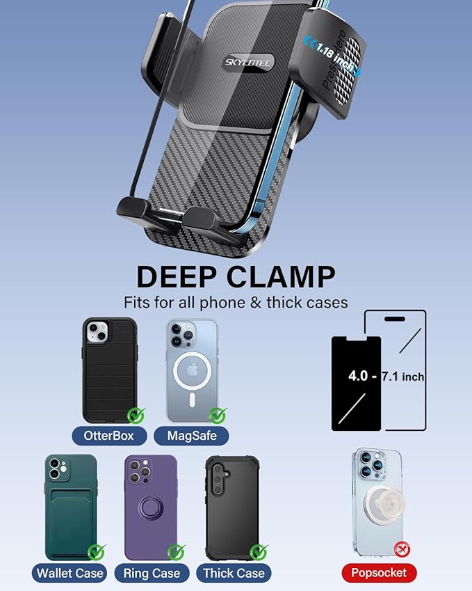 SKYLOTEC Car Phone Holder for Ford Mustang Mach E 2021 2022 2023 2024 2025 Accessories 15.5-Inch Screen Fixed Clip, Automobile Cradles Phone Mount, Cell Phone Base Not Block Air Vent