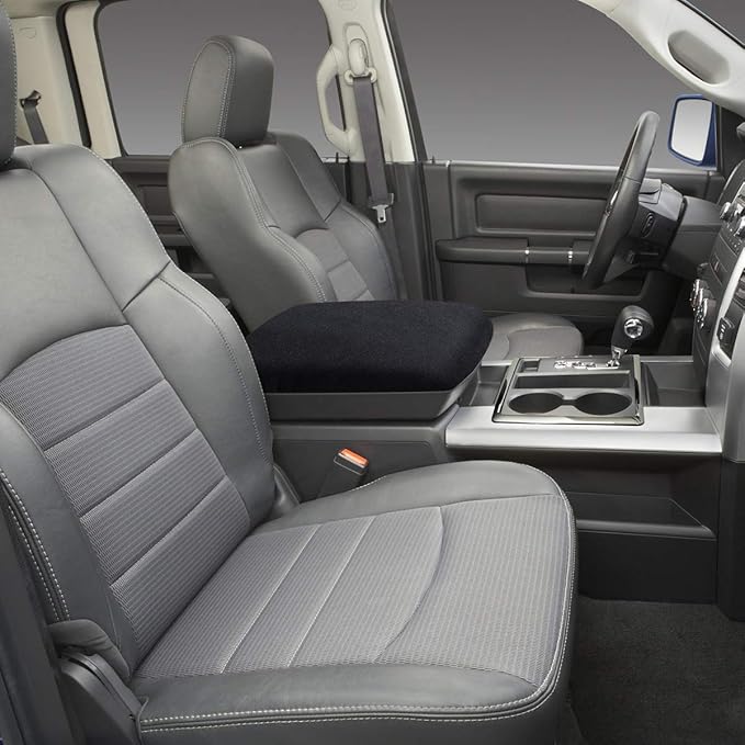 Center Console Armrest Pad Cover for Dodge Ram 1500 2500 3500 4500 5500 Pickup Truck 1993-2023 Black Soft Car Armrest Seat Box Protector Cushion Interior Accessories All Weather