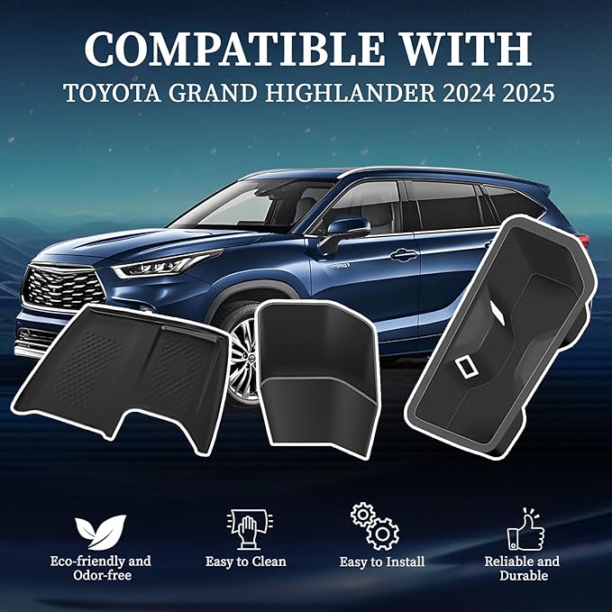 Compatible with Grand Highlander 2024-2026 Accessories, Black Silicone Center Console Cup Holder & Wireless Charging Anti-Slip Mat (3PCS)