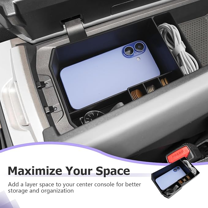 LUWU 2025 2026 B MW iX Center Console Organizer for 2022-2026 B MW iX xDrive45 xDrive60 M70 Accessories Armrest Console Storage Box Armrest Organizer Insert Tray Glove Organizer Tray ABS Material