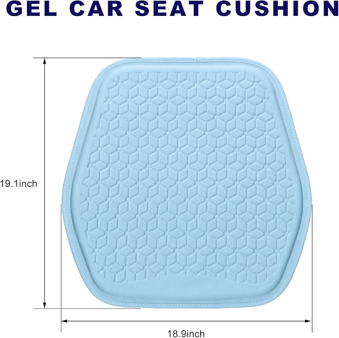 Gel Car Seat Cushion, Non-Slip Breathable Automotive Front Seat Bottom Cushion Pad, Comfortable & Cooling Seats Cover Interior Mat for Sedans SUVs Trucks, Car Accessories (Blue)