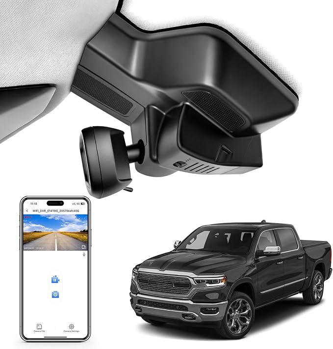 Front 4K Dash Cam Custom fit for Dodge RAM Gen5 RAM 1500 2025 2026 Mid-term facelift (Model G), Big Horn Laramie Lone Star Limited Rebel RHO Tradesman etc,UHD 2160P Video,OEM Look App & WiFi,64GB Card