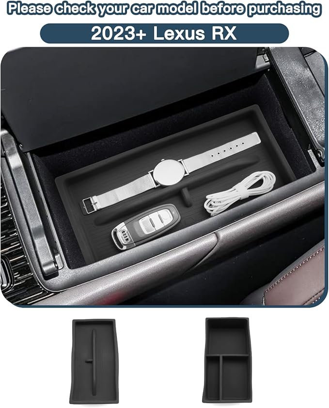 2023-2025 2026 Lexus RX350 Center Console Organizer for Lexus RX350 Accessories Silicone Material Double Armrest Console Glove Tray Compatible with 2023 2024 2025 2026 Lexus RX350/RX350h/RX500h(2PCS)