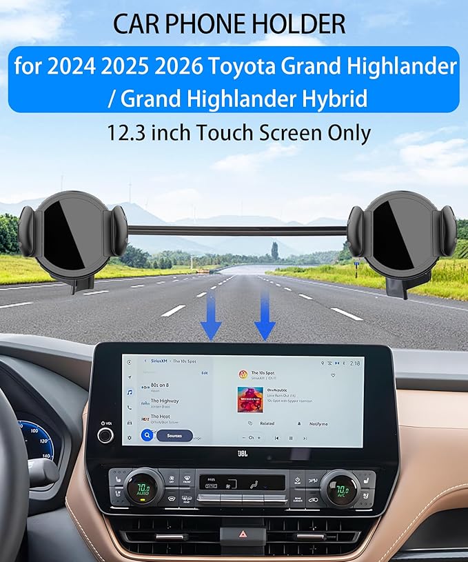 Magnetic Car Phone Mount for Toyota Grand Highlander/Grand Highlander Hybrid 2024-2026,for MagSafe Strong Magnets Cell Phone Holder 12.3-Inch Touch Screen Cradles,with Portable Phone Gripper