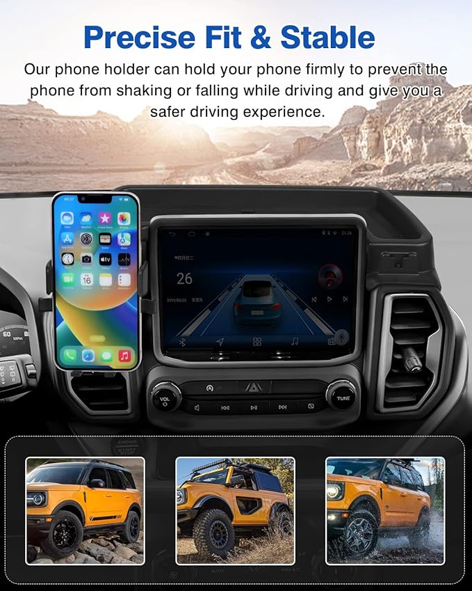 Autorder Phone Holder Mount for Jeep Grand Cherokee 2022 2023 2024 2025/Grand Cherokee L 2021 2022 2023 Center Console Dashboard Organizer with Phone Stand with Anti-Slip Mat