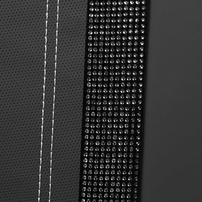 CAR PASS Bling Rhinestone Leather Back Seat Cover, Waterproof Bench Rear Seat Cover Shining Diamond Universal Fit Automotive Glitter Crystal Sparkle Strips for Kid Women Girl, Black Diamond