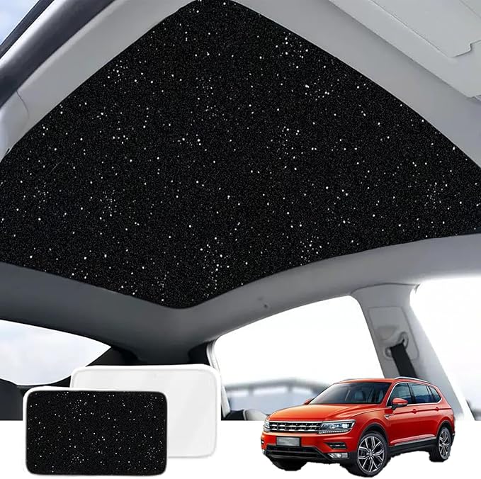 Car Sunroof Shade Compatible with Tiguan 2010-2017 5-Door SUV, Foldable Glass Roof Sunshade with Storage Bag, Heat Insulation Sun Protection Roof Interior Sunshade