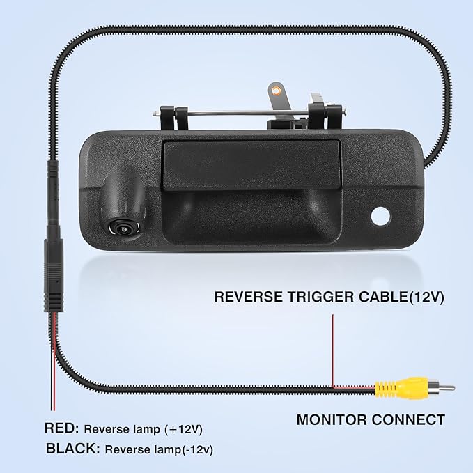 Tailgate Handle Backup Camera Fit for Toyota Tundra 2007-2013 Classic Tailgate Reversing Rear View Park Assist Camera RCA Plug Replaces 69090-0C051 86790-34011 86790-34030