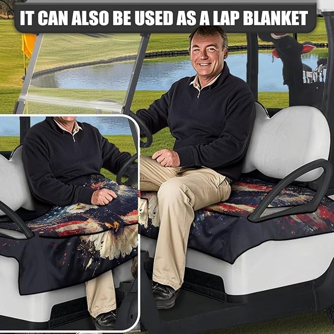 Biyejit Golf Cart Seat Covers with 4 Pockets Golf Cart Seat Towel Blanket Fits 2-Seat Golf Carts, Golf Cart Accessories