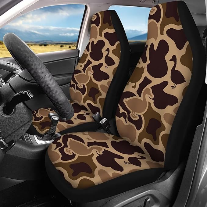 KEIAHUAN Duck Camo Hunting Car Seat Cover 4PCS Front Seat Covers and Split Rear Bench Seat Covers Soft Auto Interior Accessories Decor Universal Fits for Most SUV Truck Van