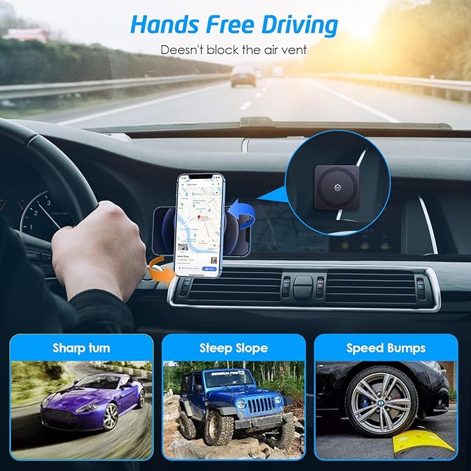 WixGear for MagSafe Car Mount, Phone Holders for Your Car & Magnetic Phone Holder for Car, Stick-On Design for Dashboard, Wall, Gym & Office, Universal Car Phone Holder with 1 Metal Plate