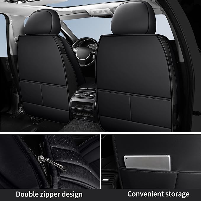 Nappa Leather Car Seat Covers Front Seats, Car seat Protector, Waterproof Car Seat Cushion, Universal Automotive Seat Covers Fit for SUV Truck Pick-up Sedan and Most Cars