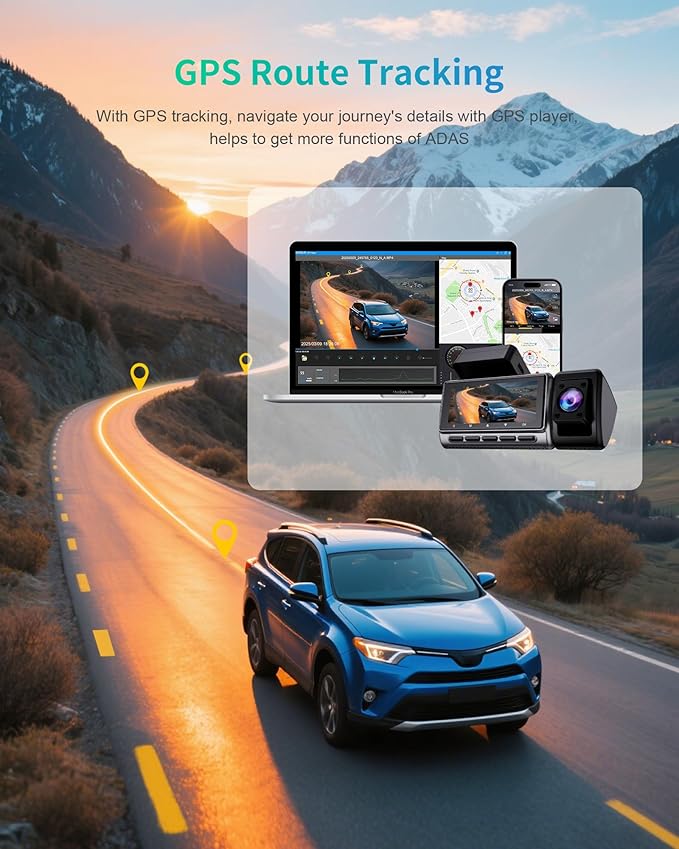 Dash Cam Front and Rear, 4K/2.5k Full HD 3 Channel Dash Camera for Car, Included 32G Card Dashcam, Built-in WiFi GPS, App Control, 3.18’ IPS Screen, Night Vision, Wide Angle, WDR, 24H Parking Mode